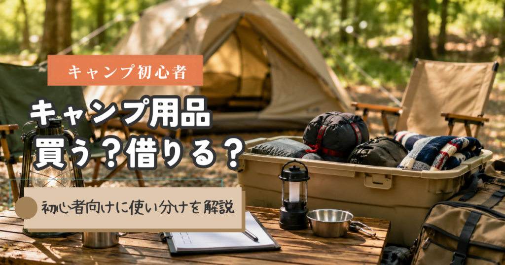 キャンプ用品はレンタルと購入どっちがいい？初心者向けに使い分けを解説 サムネイル アイキャッチ トップ